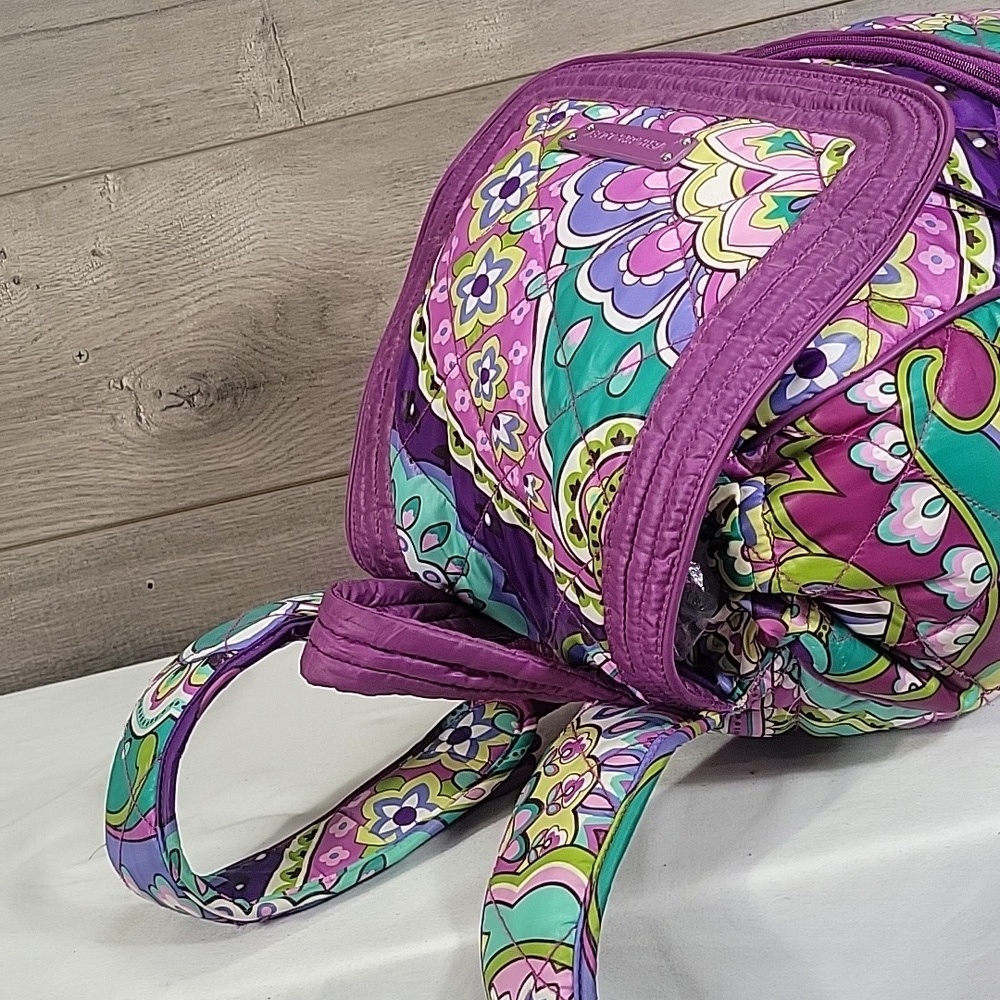Vera Bradley Heather Purple Paisley Floral Quilted Nylon Backpack - Picture 5 of 12